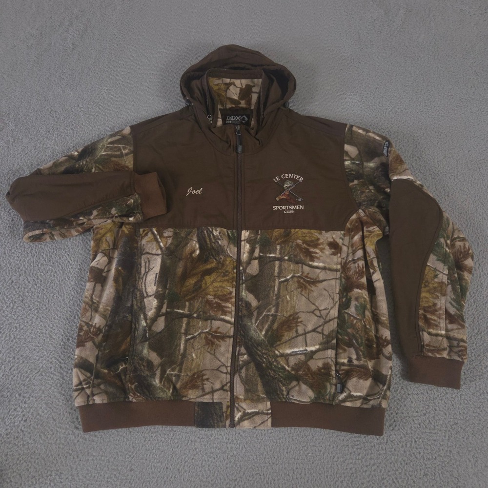 Dri Duck Jacket Mens XXL Brown Thunder Model Camouflage Fleece Hooded Full Zip